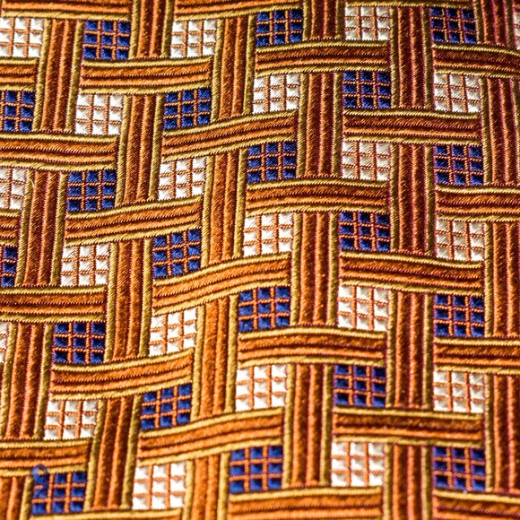 XMI Platinum 100% Silk Tie Orange Blue Basketweave Mens Designer Necktie USA - Picture 5 of 5